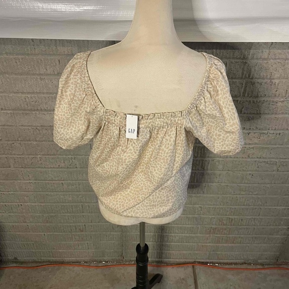 NWT GAP Leopard Print Square Neck Peasant Blouse‎ Size Small - Picture 3 of 4